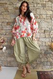 Daughter Of Ibiza Cabbage Rose Balloon Sleeve Shirt Scarlet 